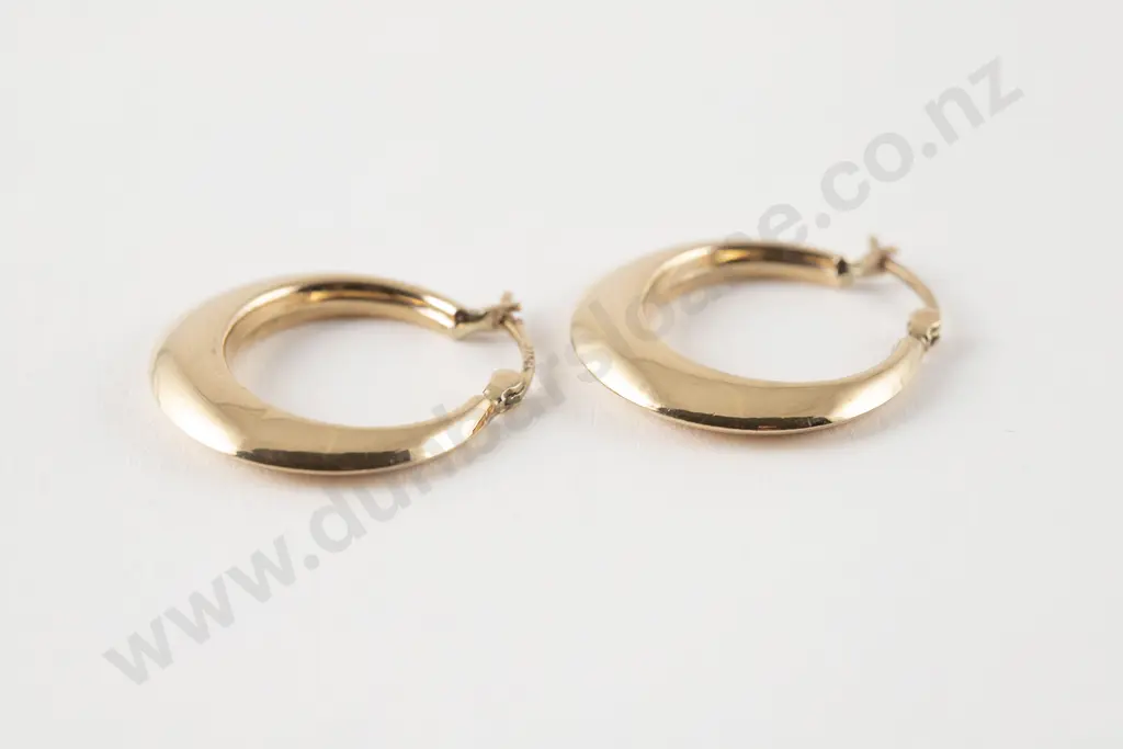 Pair 9ct Hoop Earrings Image 1++