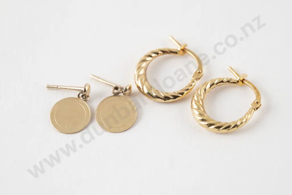 Pair 9ct Hoop Earrings Image 1++