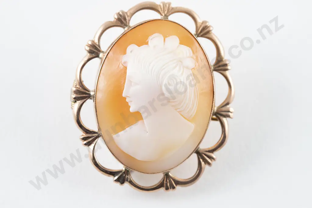 9ct Portrait Cameo Brooch Image 1++