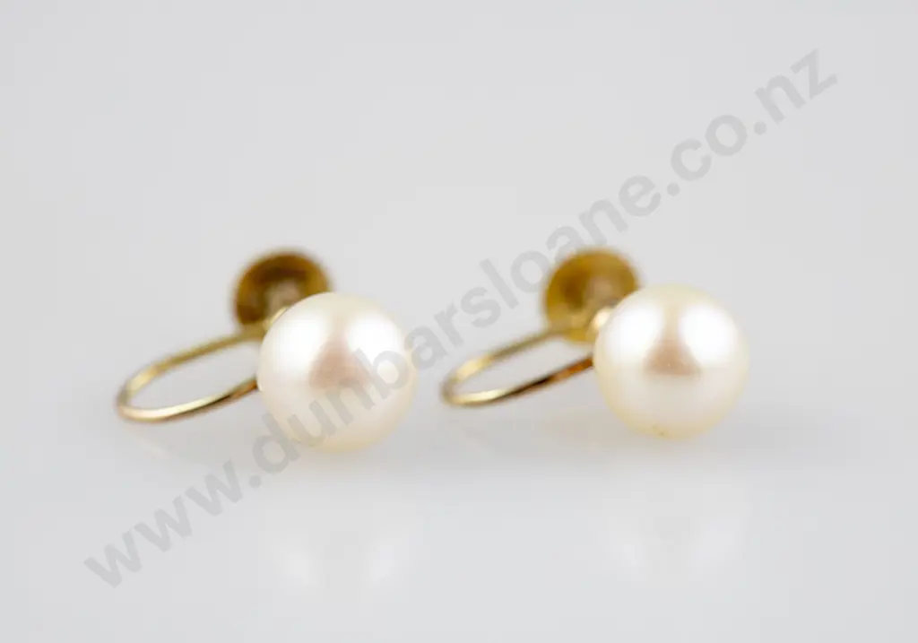 Pair 9ct Mounted Cultured Pearl Stud Earrings Image 1++