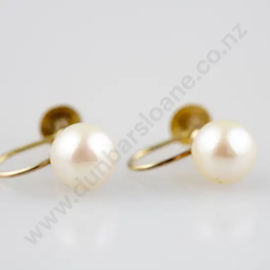 Pair 9ct Mounted Cultured Pearl Stud Earrings
