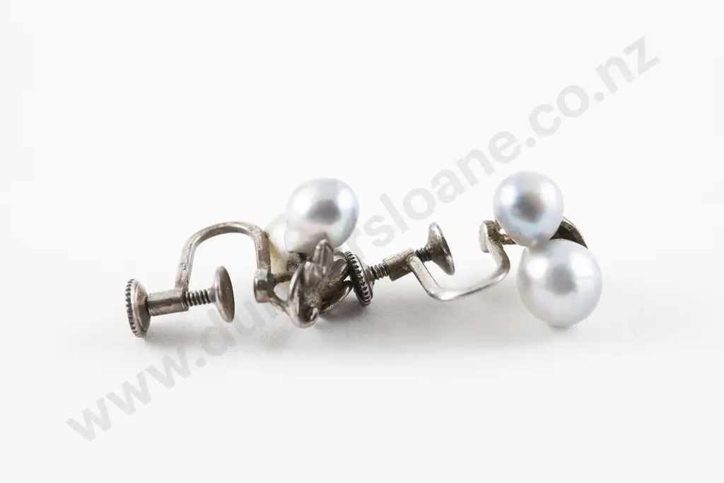 Pair .950 Silver Tahitian Pearl Earrings Image 1++