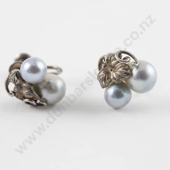 Pair .950 Silver Tahitian Pearl Earrings