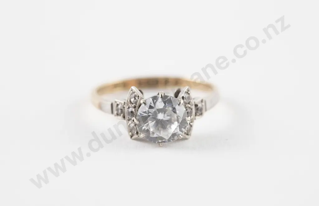 9ct Solitaire White Sapphire Ring Image 1++