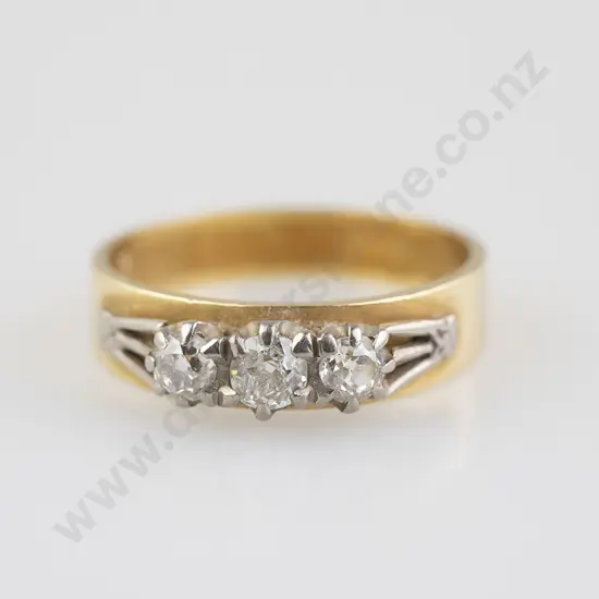 14ct Three Stone Diamond Bridge Ring