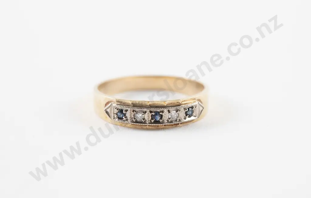 9ct Five Stone Sapphire and Diamond Eternity Band Image 1++