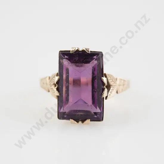 9ct Single Amethyst Paste Ring