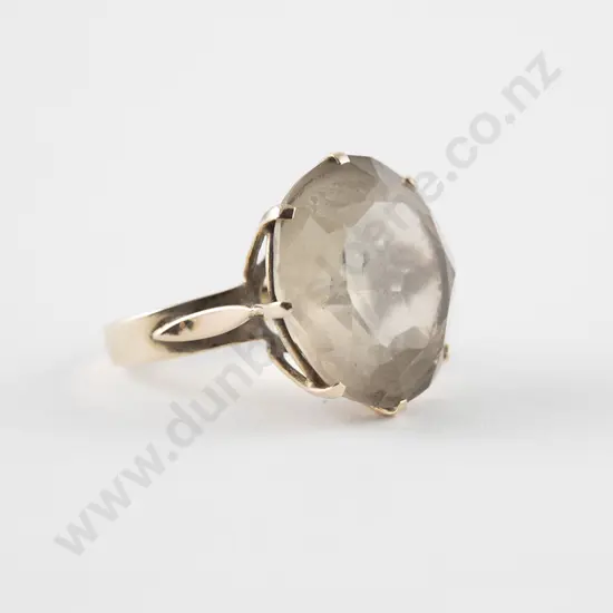 9ct Single Stone Smokey Quartz Dress Ring
