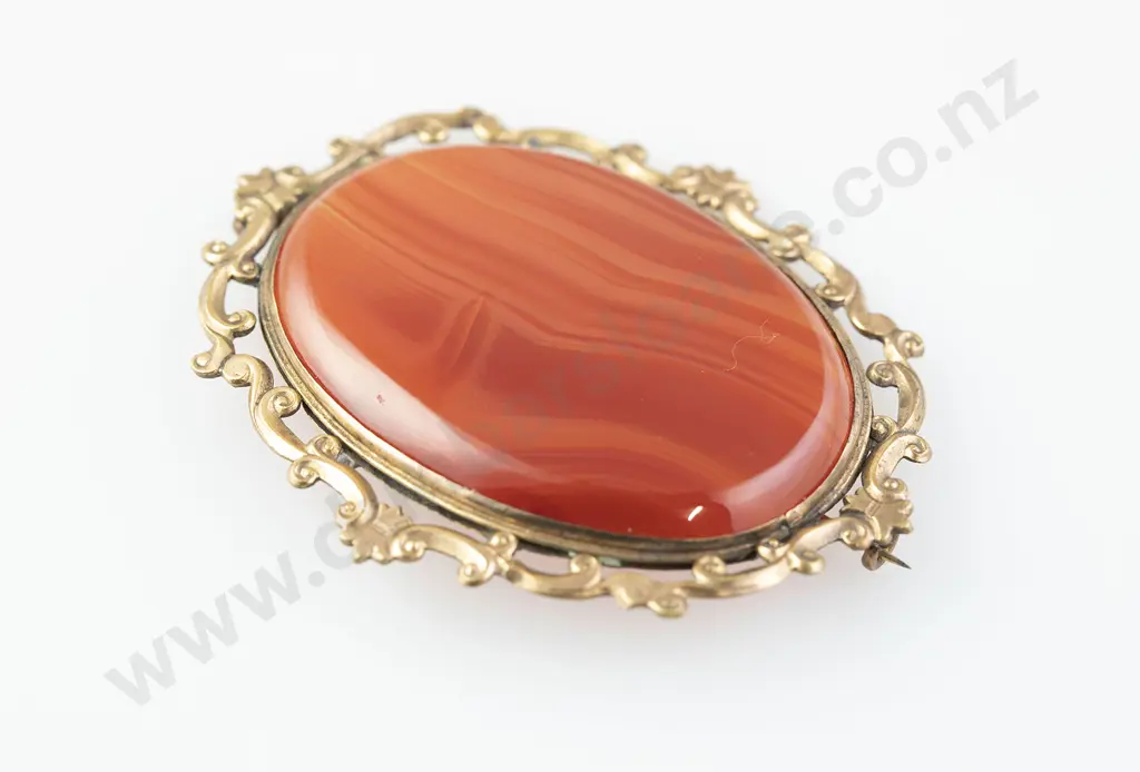Victorian Large Carnelian Panel Brooch Image 1++