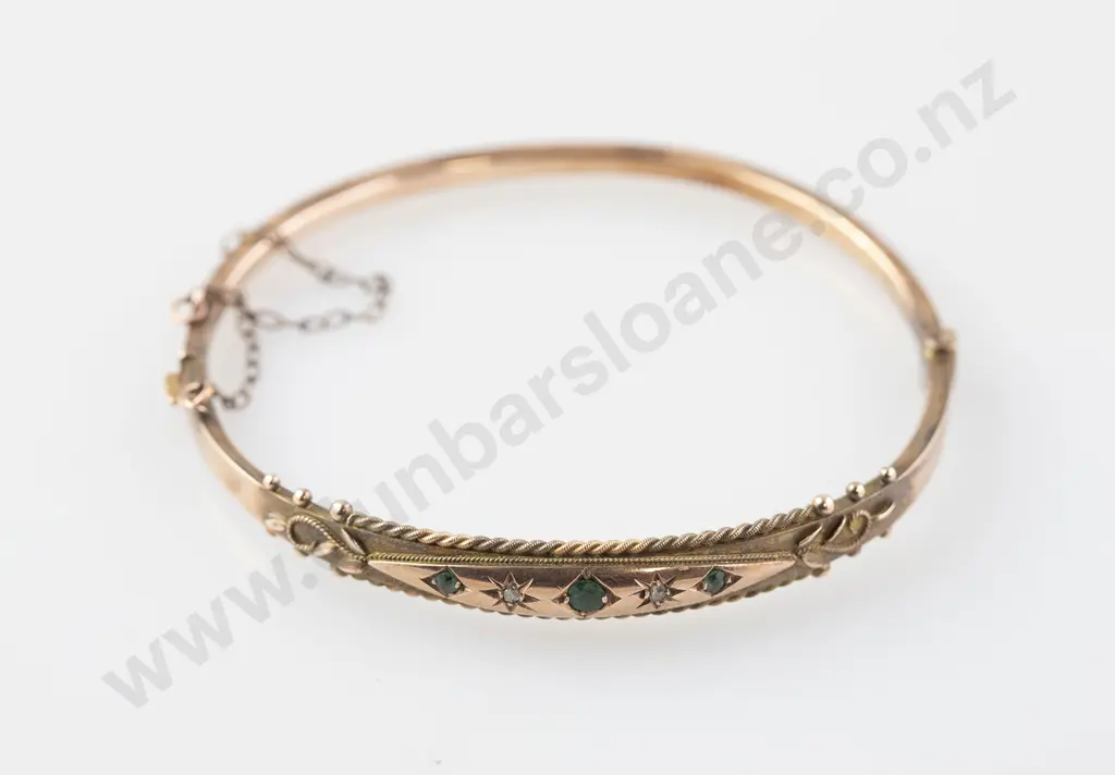 Edwardian 9ct Hinged Snap Bangle Image 1++
