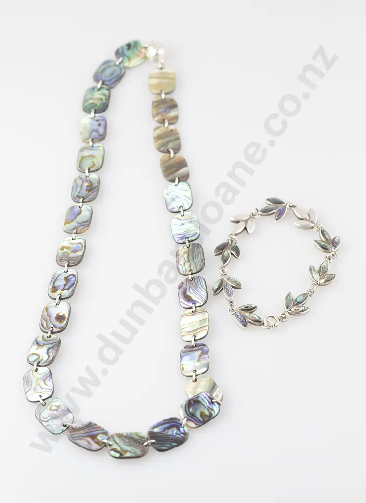 NZ Paua Necklace & SS Paua Bracelet Image 1++