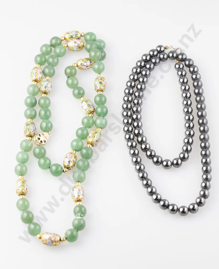 Aventurine and Cloisonné Bead Necklace Image 1++