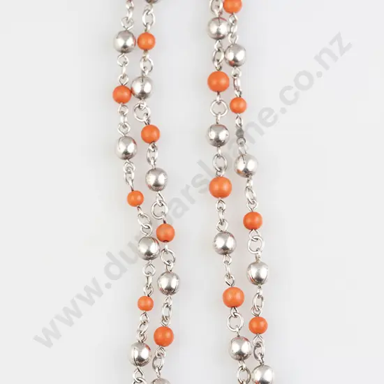 Italian Red Coral Bead Necklace