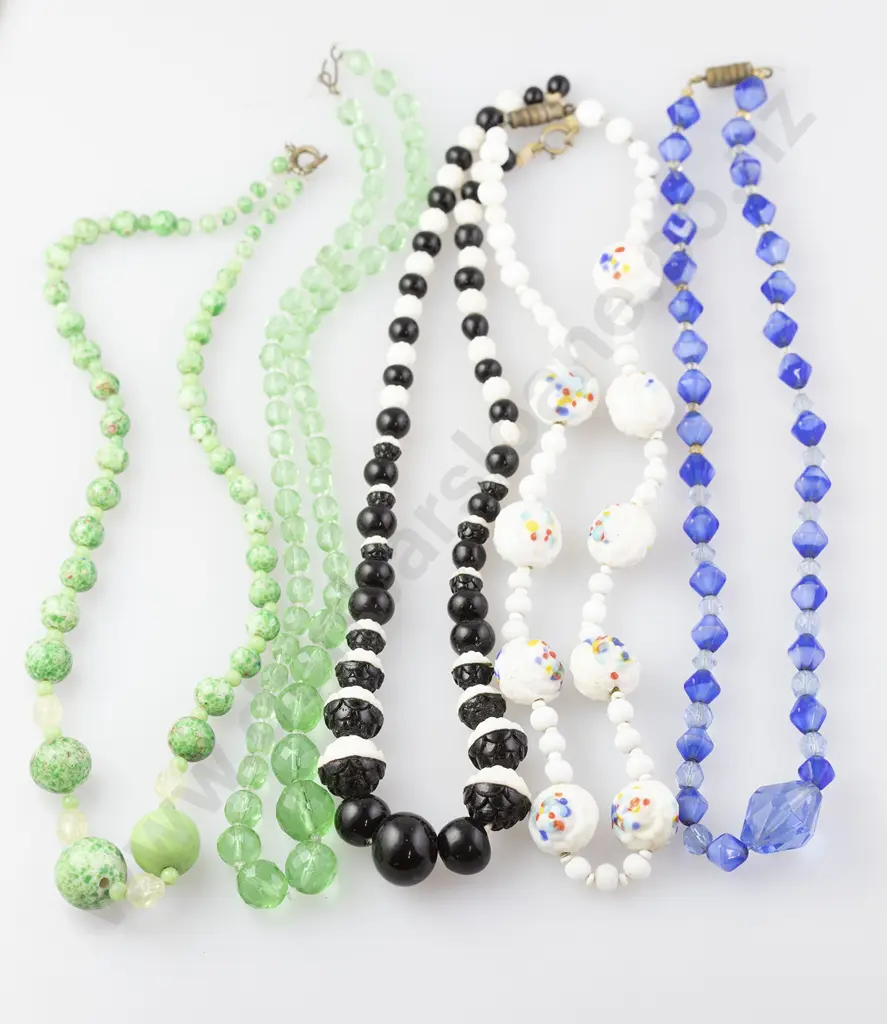 Five Vintage Bead Necklaces Image 1++