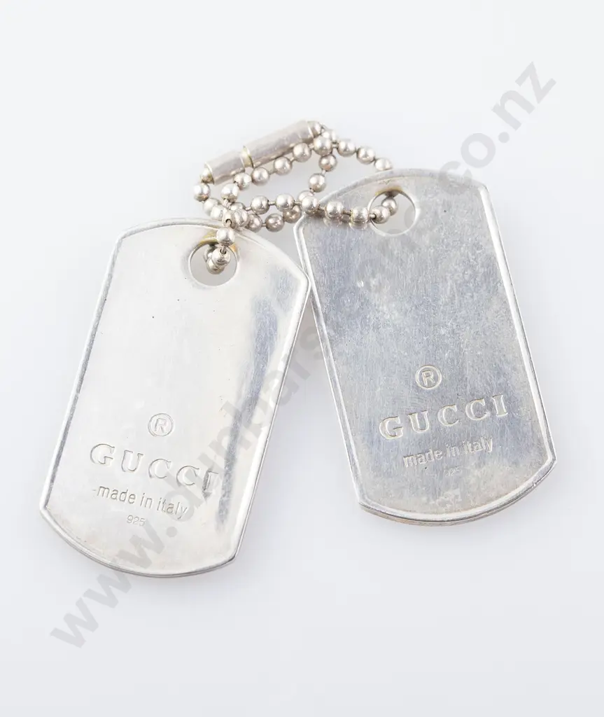 Pair Italian .925 Gucci Dog Tags Image 1++