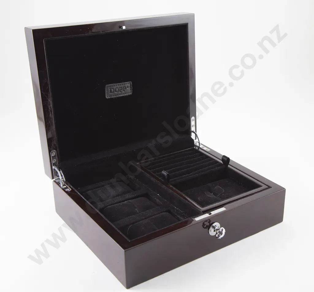 Modern Dopp Mahogany Lacquered Finish Jewel Box Image 1++