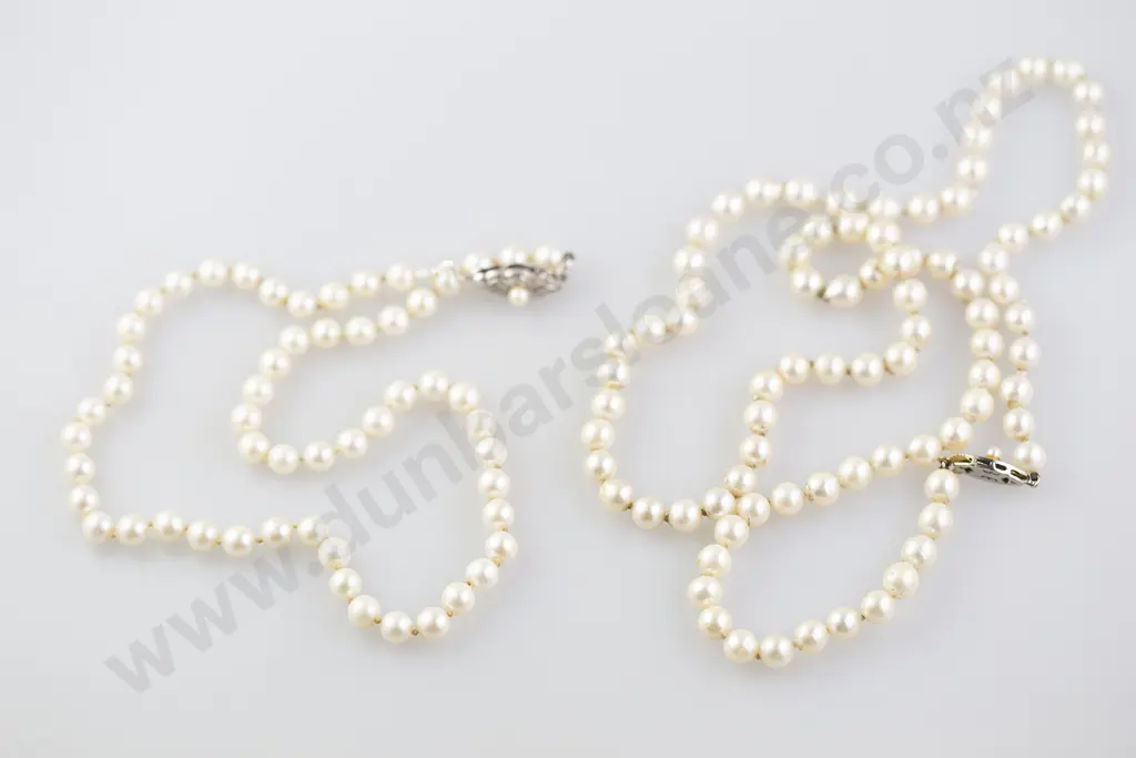 Two Single Strand Uniform Cultured Pearl Necklaces Image 1++