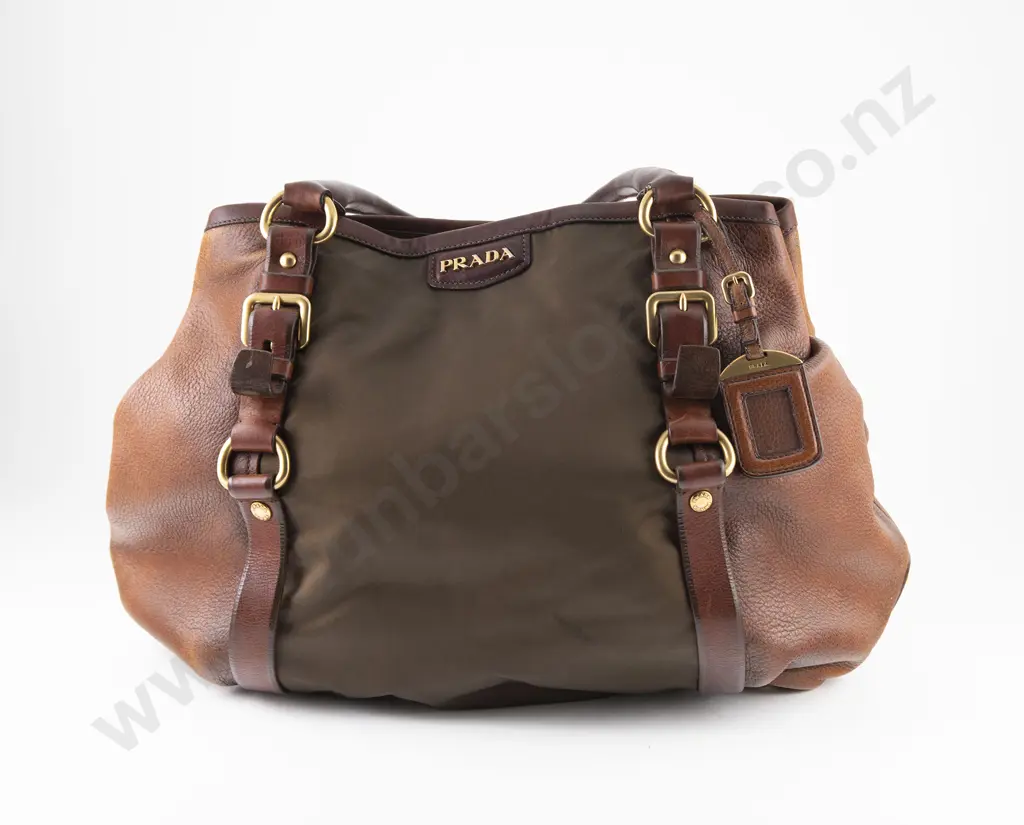 Prada Canvas and Leather Handbag Image 1++