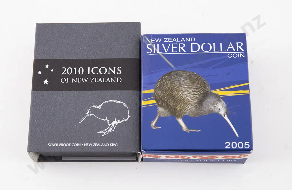 NZ Proof Two Silver Dollars Image 1++