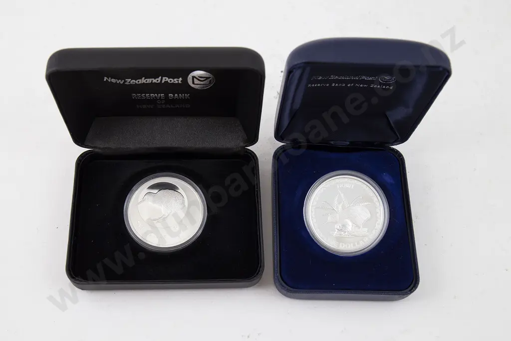 NZ Proof Two Silver Dollars Image 1++