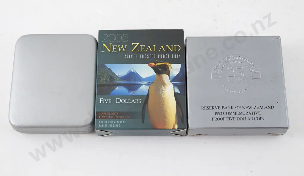 NZ Proof Three Silver Five Dollars Image 1++