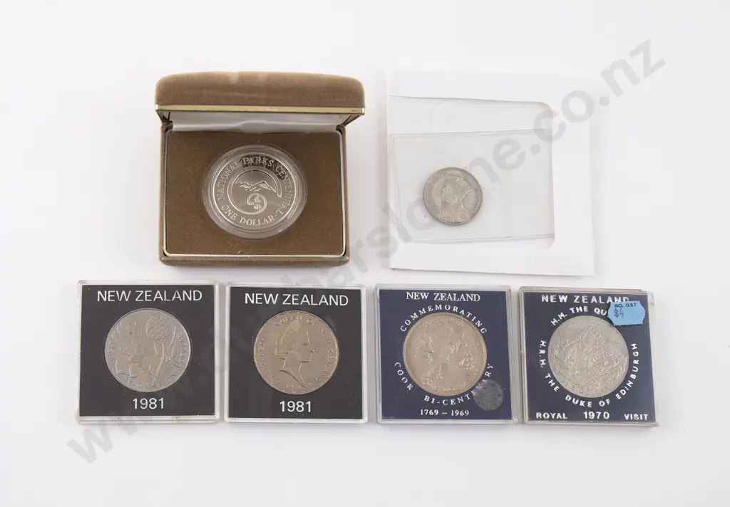 NZ Coin Sets and Dollars with 1935 Florin Image 1++