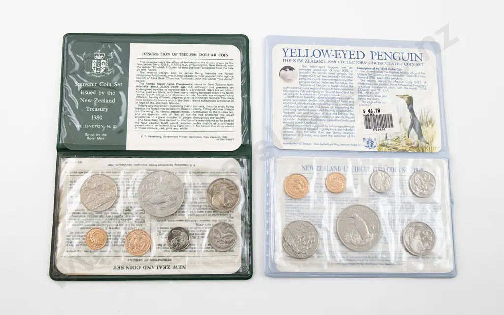 NZ Coin Sets and Dollars with 1935 Florin Image 1++