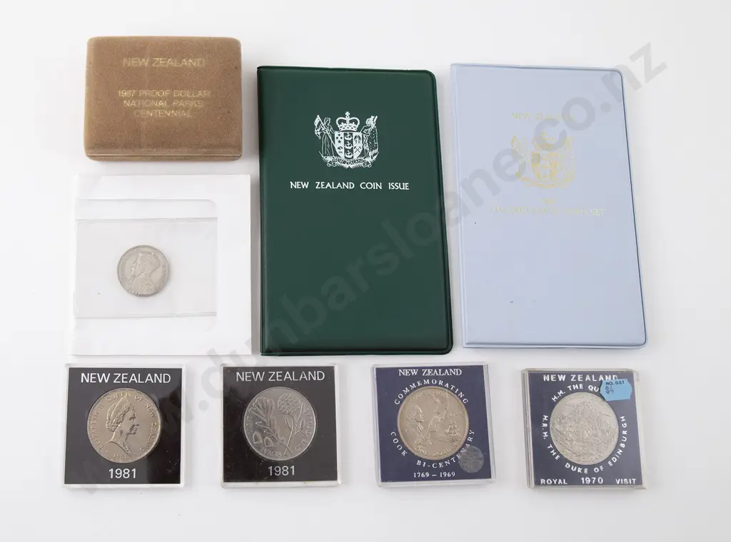 NZ Coin Sets and Dollars with 1935 Florin Image 1++