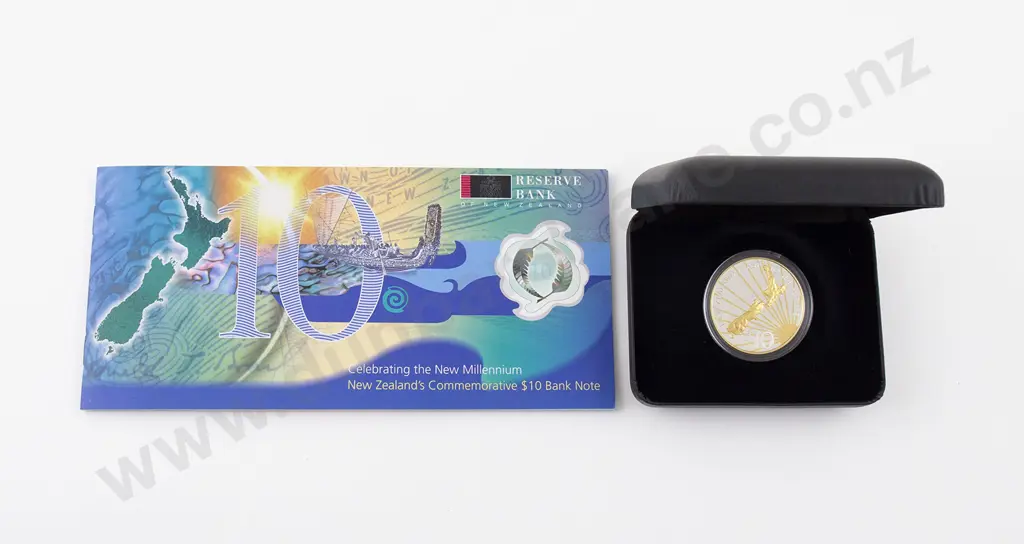 NZ Millennium Proof $10 Coin and Bank Note Image 1++