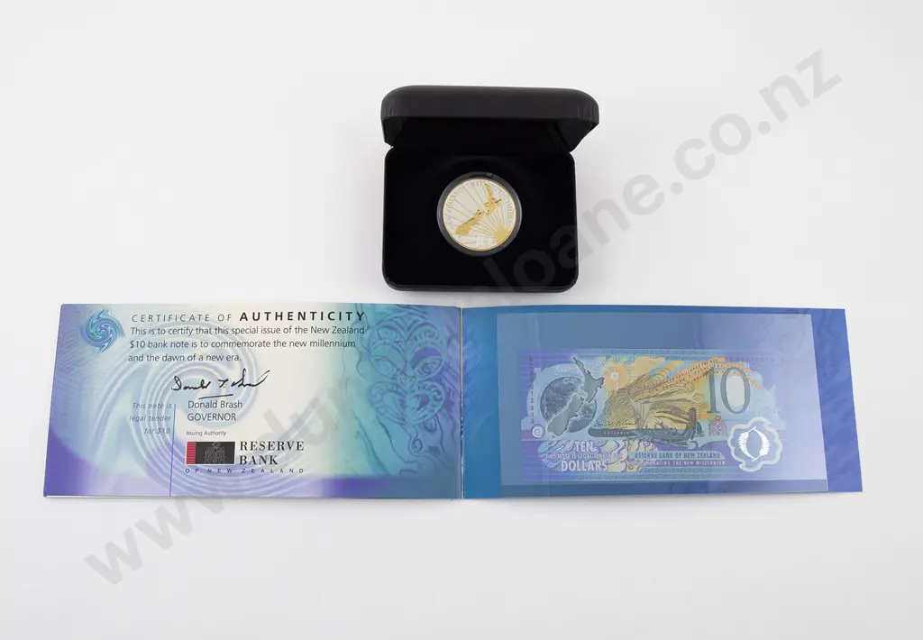 NZ Millennium Proof $10 Coin and Bank Note Image 1++