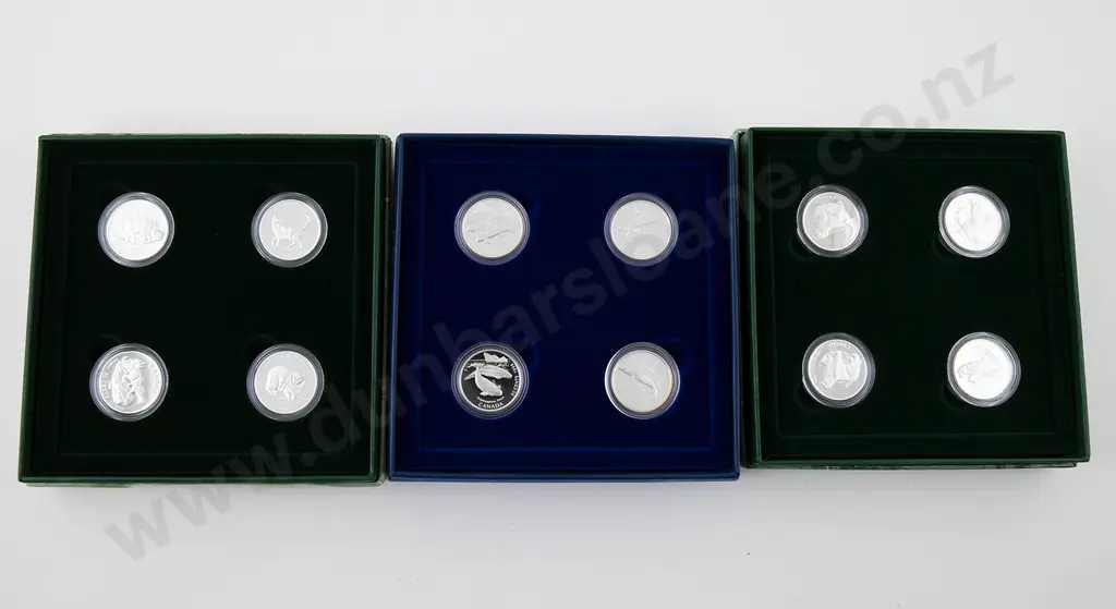 Canada Sterling Silver Fifty Cent Four Coin Sets x3 Image 1++