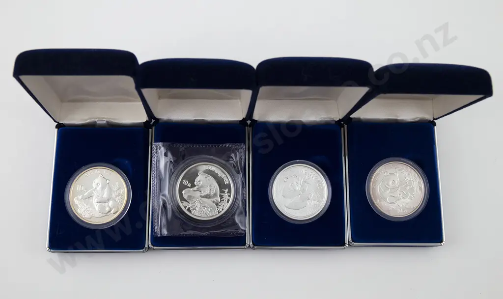 China The Giant Panda Proof Silver 10 Yuan Coins x4 Image 1++