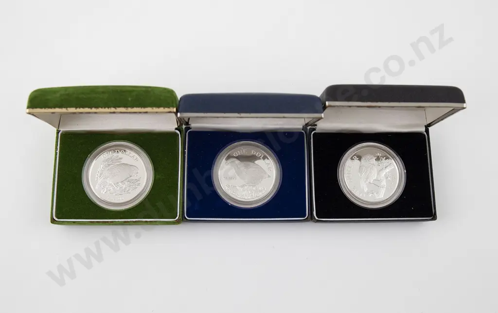 NZ Three Silver Proof Coins Image 1++