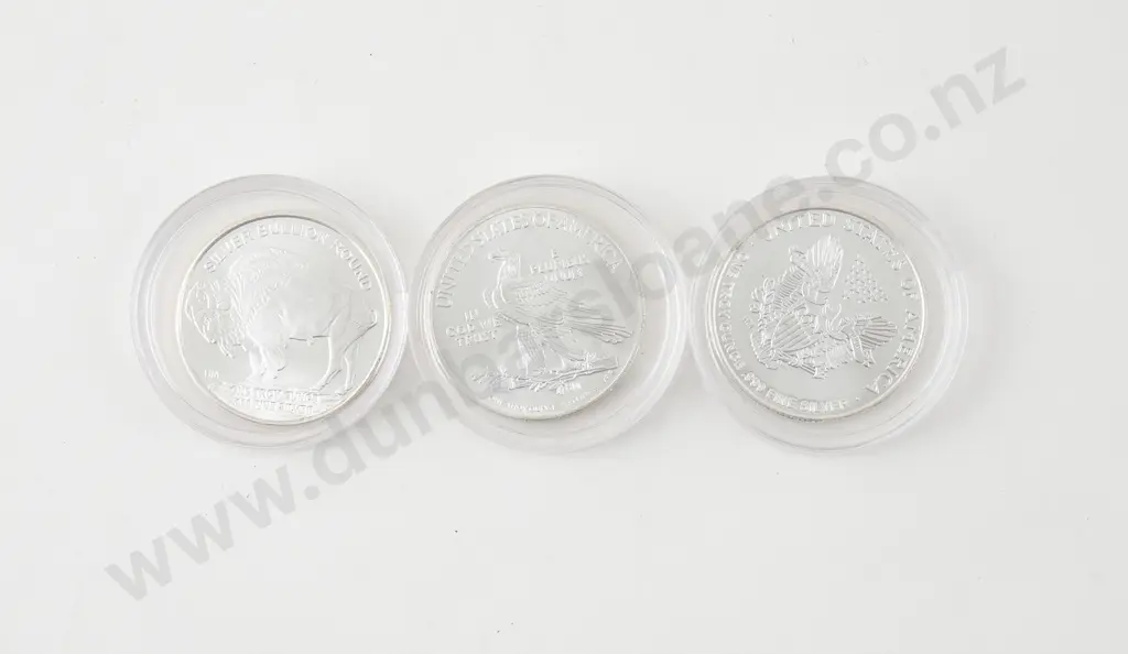 Three US 1oz Silver Coins Image 1++