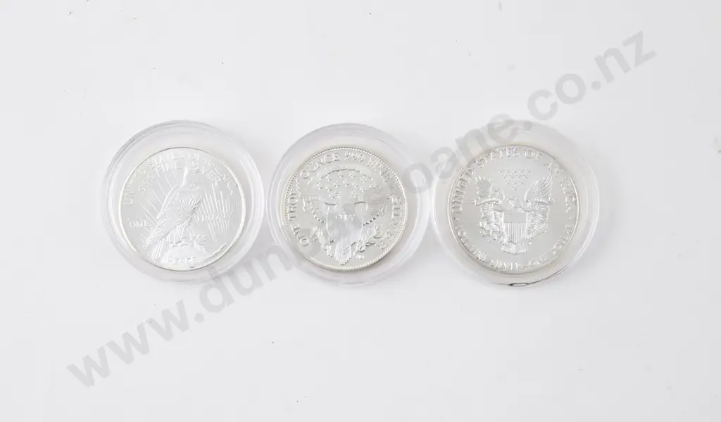 Three US 1oz Silver Coins Image 1++