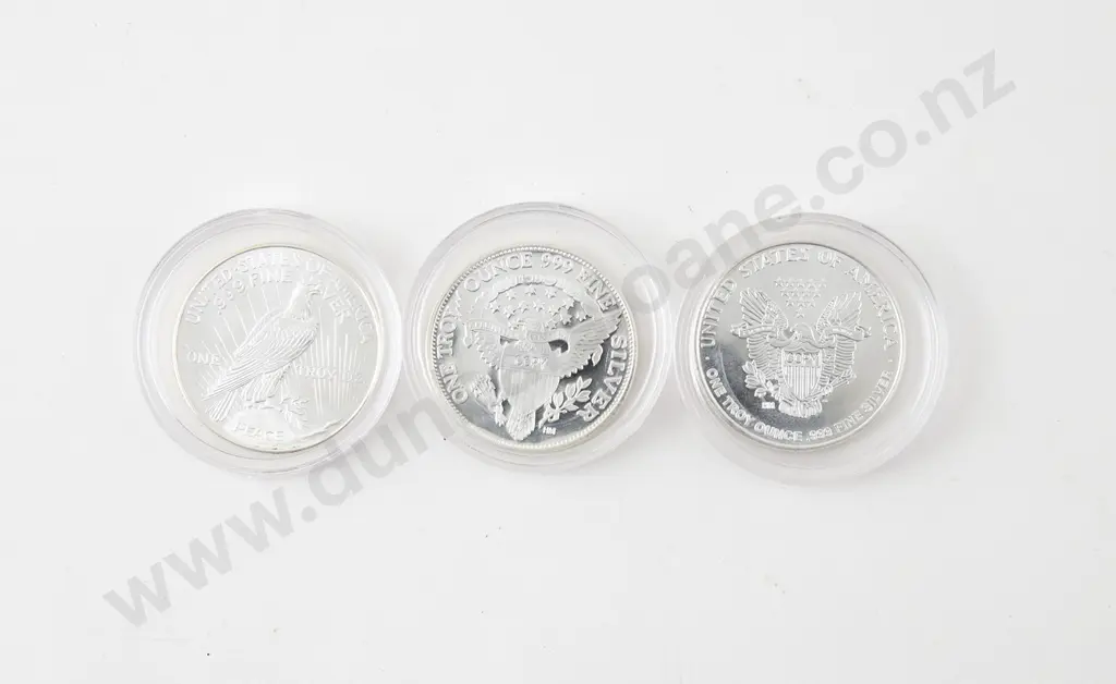 Three US 1oz Silver Coins Image 1++