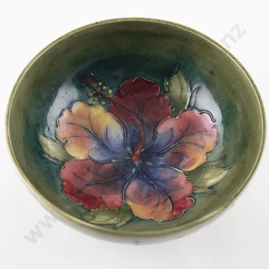 Moorcroft Hibiscus Pattern Footed Bowl