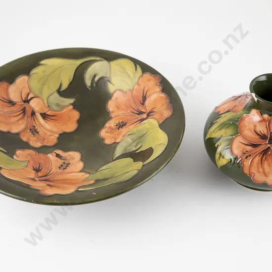 Moorcroft Hibiscus Pattern Circular Fruit Bowl