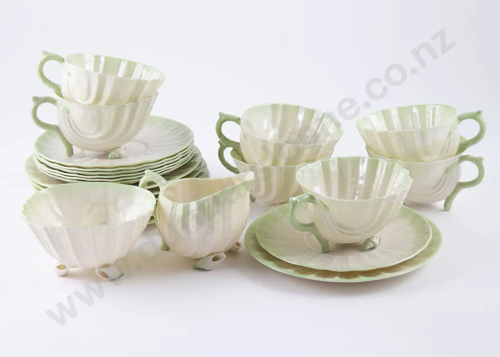 Belleek Black Mark 23pce Shell Shape Tea Set Image 1++