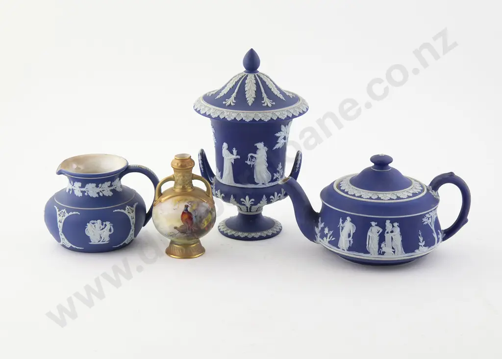Wedgwood Blue Jasperware Campana Urn & Cover Image 1++