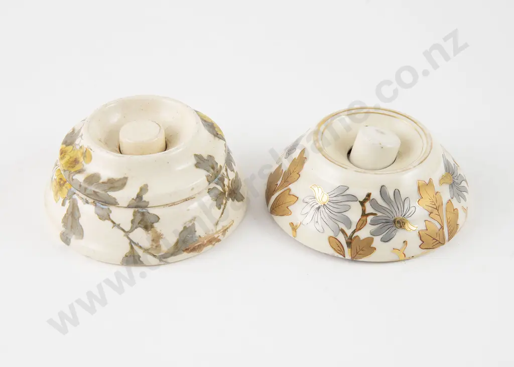 Two Victorian China Parlour Servant Bells Image 1++