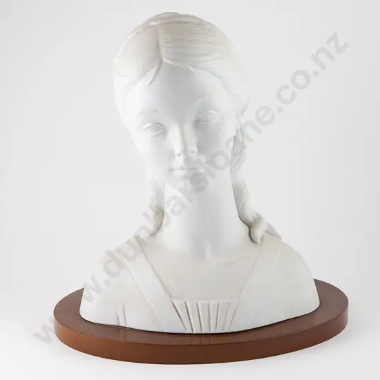 Lladro White Bisque Porcelain Bust of a Young Girl