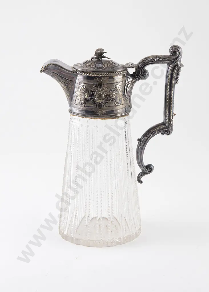 Edwardian S/P Mounted Cut Glass Claret Jug Image 1++
