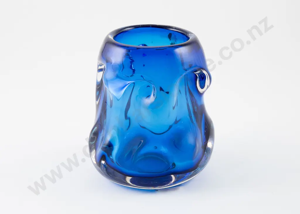 Whitefriars Geoffrey Baxter Designed Knobbly Blue Glass Vase Image 1++
