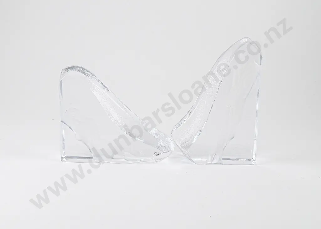 Modern Pair Nybro Swedish Crystal Bookends Image 1++