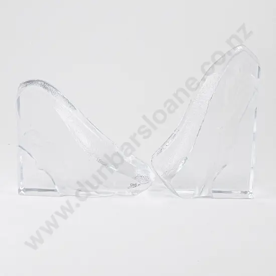 Modern Pair Nybro Swedish Crystal Bookends