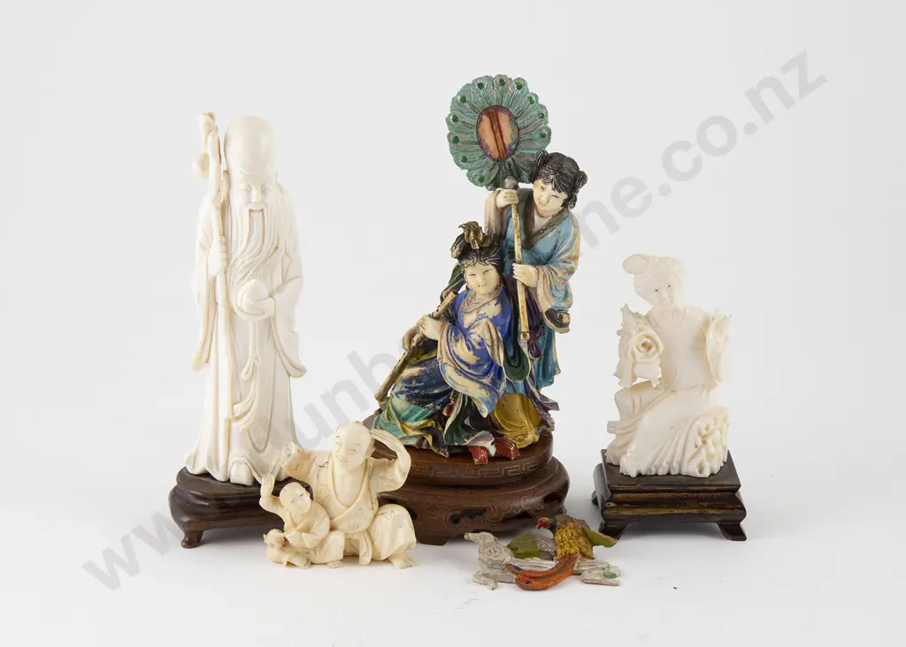 Four Various Carved Antique Ivory Figures Image 1++