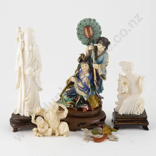 Four Various Carved Antique Ivory Figures