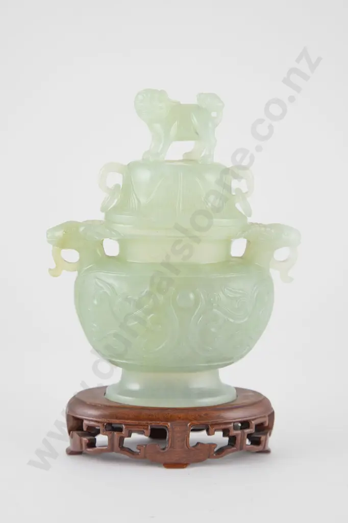 Carved Celadon Jade Censer Image 1++