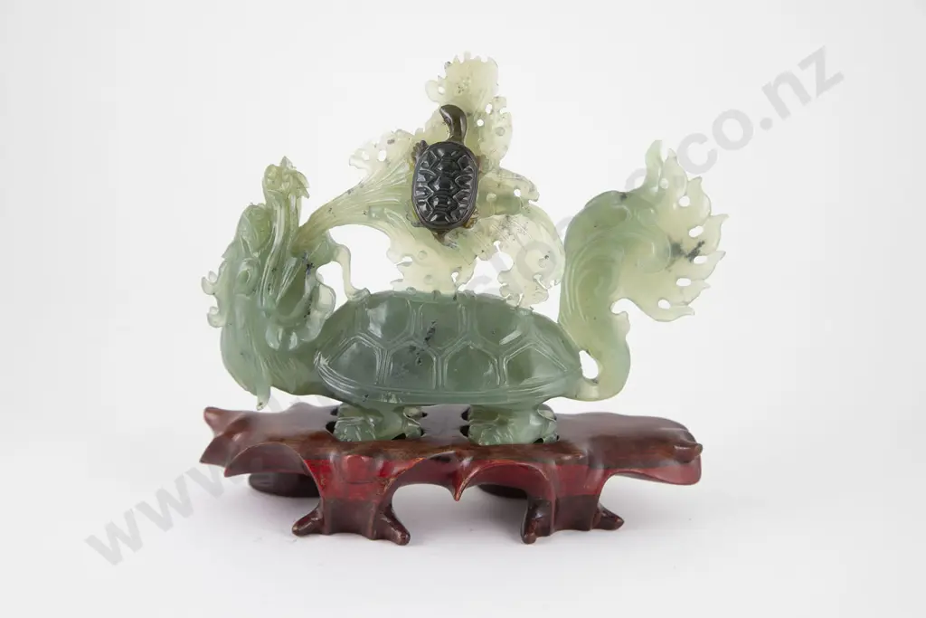 Carved Jade Feng Shui Dragon Turtle Image 1++